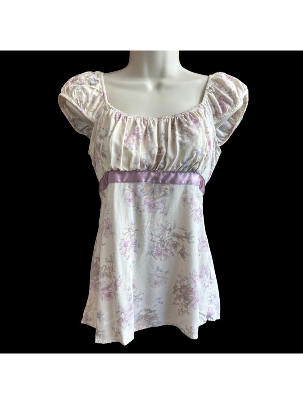 Hollister Y2K Style Babydoll Milkmaid Floral Top Size Small Ribbon Tie Coquette